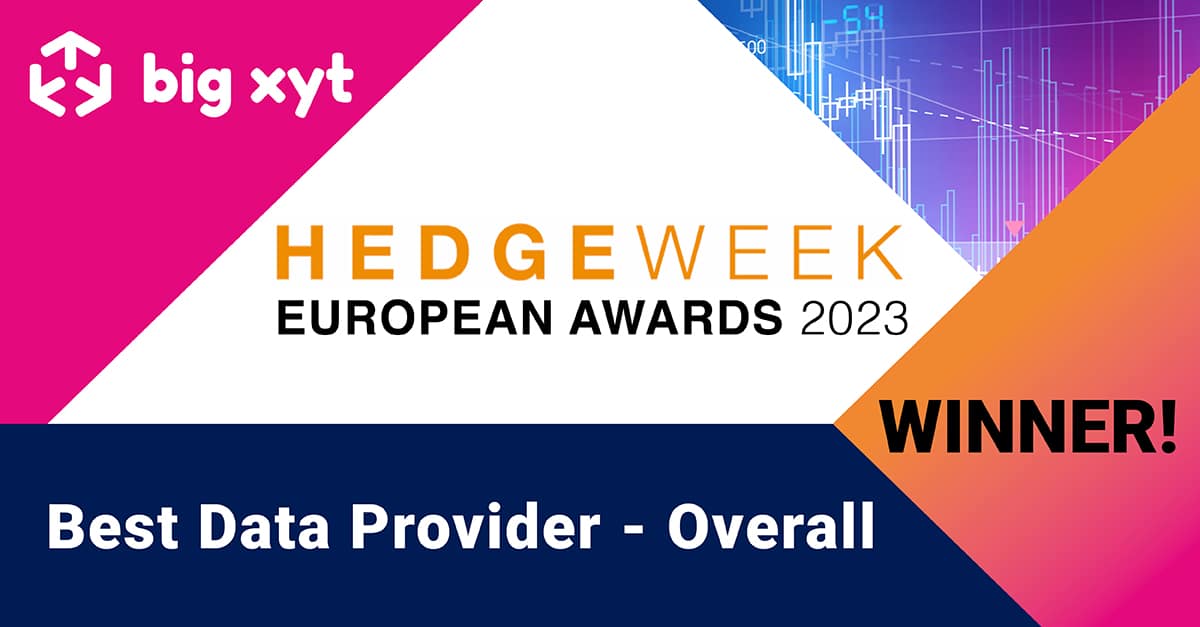 big xyt winner of Best Data Provider Overall in the Hedgeweek European Awards 2023