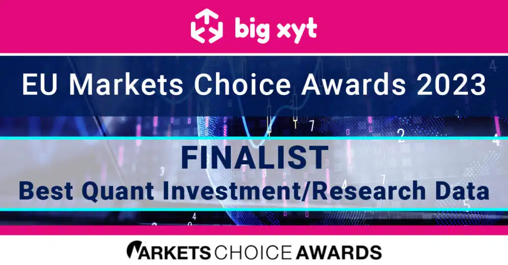 big xyt named a finalist in the EU Markets Choice Awards 2023