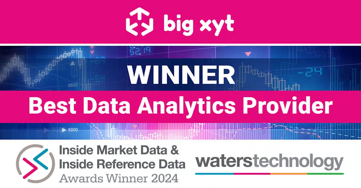 big xyt wins ‘Best Data Analytics Provider’ at the Waters Technology Inside Market Data and Inside Reference Data Awards 2024